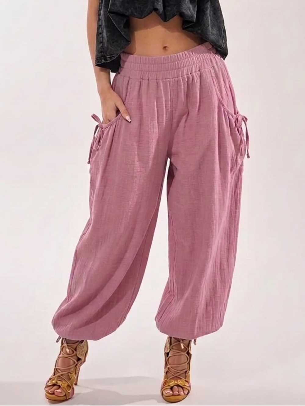 Gigio Mauve Relaxed Fit Side Pocket Cotton Pants